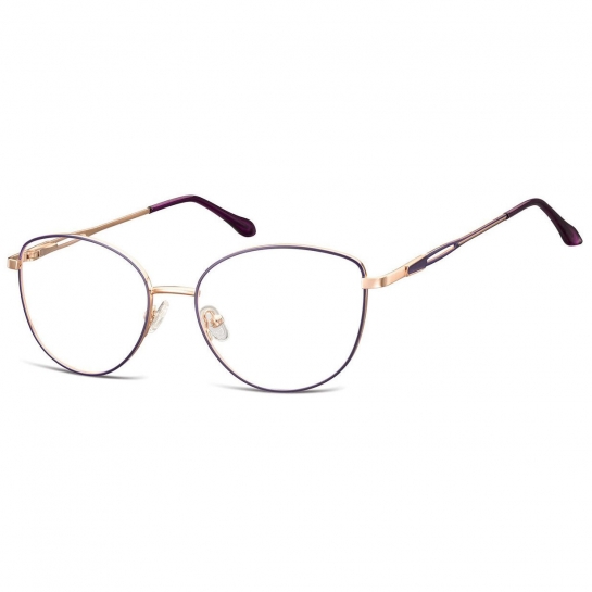 Damskie okulary zerówki oprawki korekcyjne kocie oczy Flex 888D złoto-fioletowe